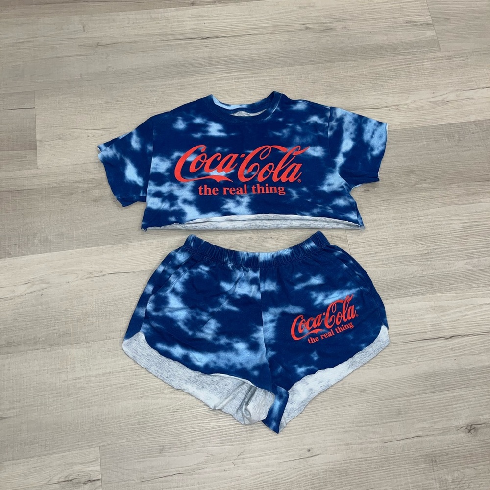 Coca-Cola Blue Tie-Dye Short Set Size (XS)